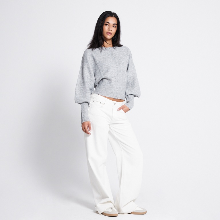 Fitted knit cardigan "Pebble" Grey Melange